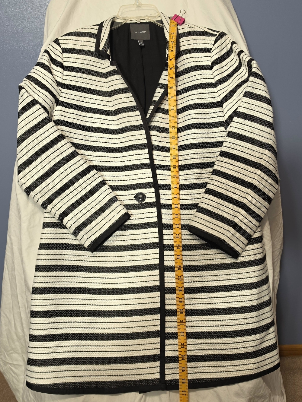 The Limited Black & White Striped Pea Coat